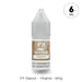 A small plastic bottle of V4 Vapour - Virginia 10ml E-Liquid by V4 Vapour with a beige label marked 6mg, emphasizing its smooth tobacco vape flavor. Available at Vape Direct In Milton Keynes
