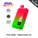 PIXl 8000 device in red and green gradient, labeled Watermelon Ice, showing 8K puffs and USB Type-C.