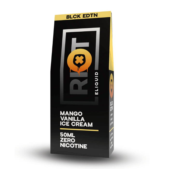 Mango Vanilla Ice Cream BLCK EDTN Shortfill 100ml (2 x 50ml) by RIOT Squad | VAPE DIRECT
