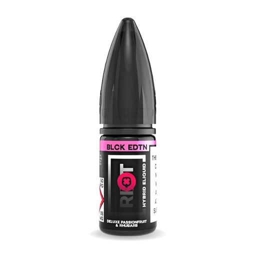Passionfruit & Rhubarb Black Edition 10ml Nic Salt. Riot Salts by Riot Squad Eliquids | Vape Direct 