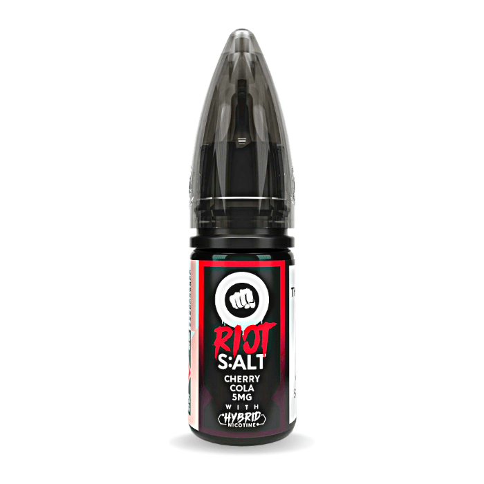 Cherry Cola nic salt e-liquid 10ml bottle by Riot Squad on a plain background