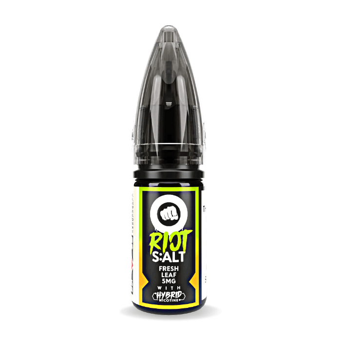 Fresh Leaf nic salt e-liquid 10ml bottle by Riot Squad on a plain background