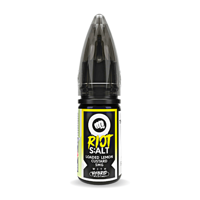 Lemon Custard nic salt e-liquid 10ml bottle by Riot Squad on a plain background