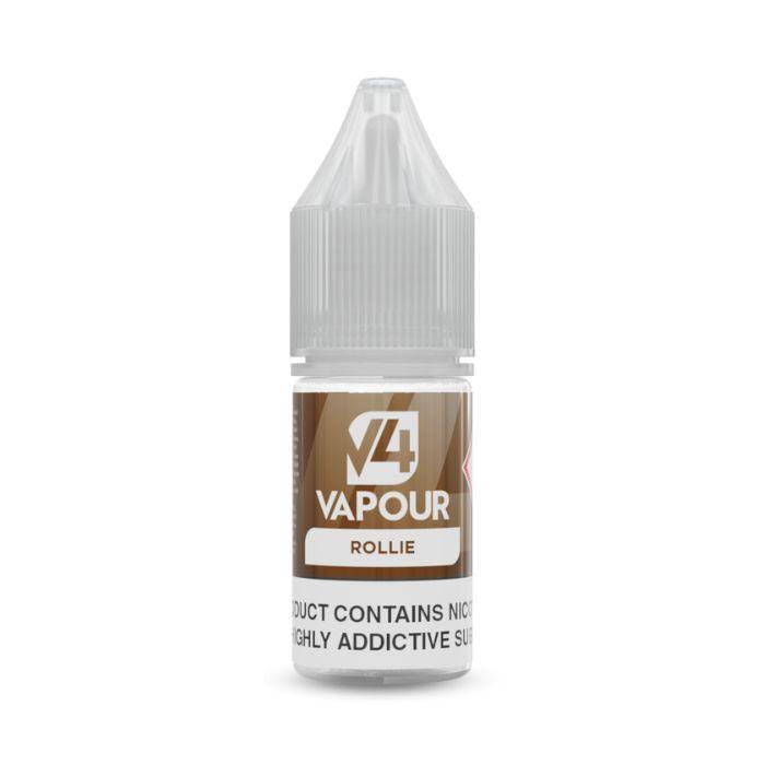 V4 Vapour - Rollie 10ml E-Liquid by V4 Vapour features a brown label and delivers an authentic Virginia tobacco, hand-rolled cigarette flavour. This product contains nicotine, which is highly addictive. Available at Vape Direct In Milton Keynes