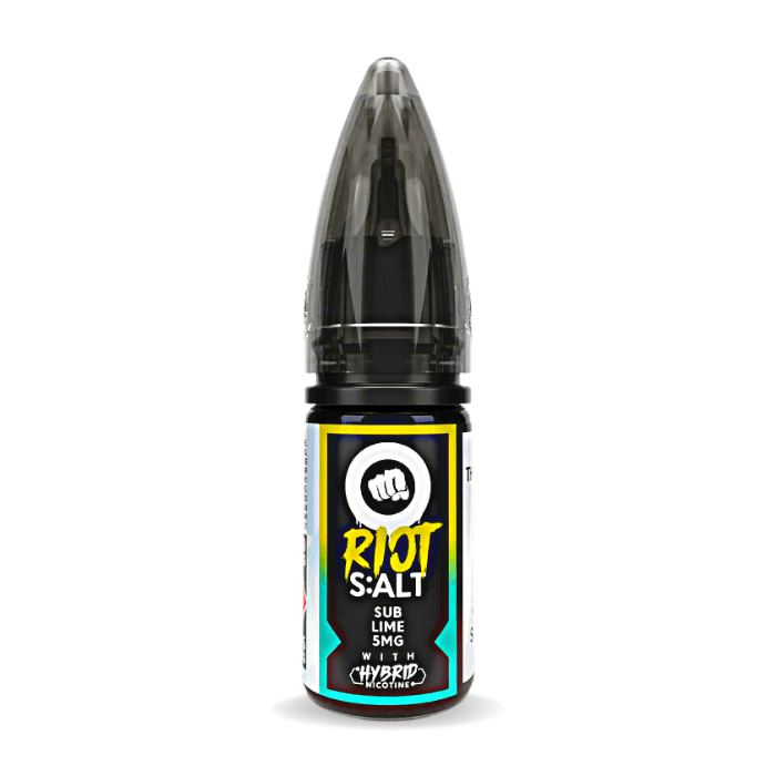 Sub Lime nic salt e-liquid 10ml bottle by Riot Squad on a plain background