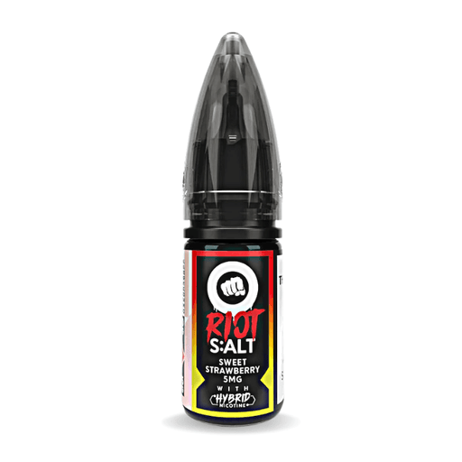 Sweet Strawberry nic salt e-liquid 10ml bottle by Riot Squad on a plain background
