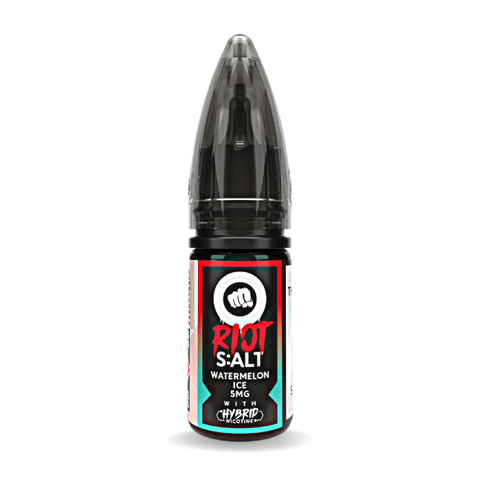 Watermelon Ice nic salt e-liquid 10ml bottle by Riot Squad on a plain background